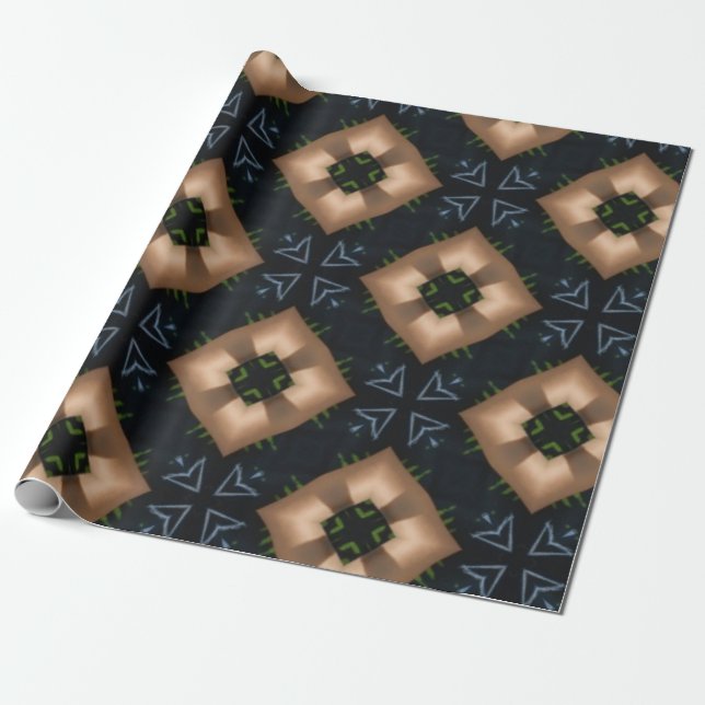 papper omslutning av blå mönster-gåva presentpapper (Utrullad)