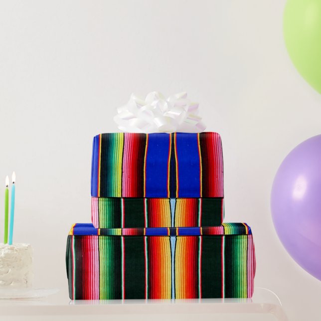 Papper omslutning av färgat rand i serape presentpapper (Festgåvor)