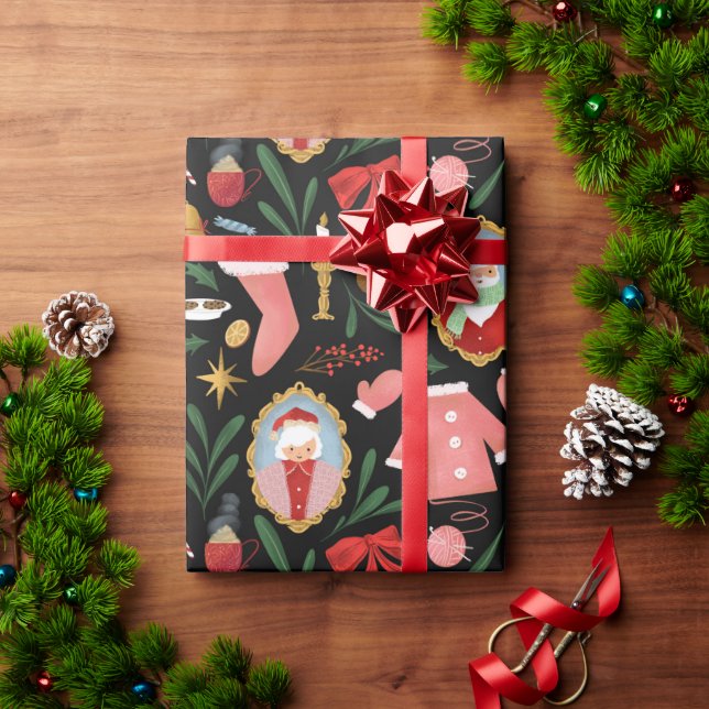 papper omslutning av Santa och Mrs. helgdag Presentpapper (Julgåva)