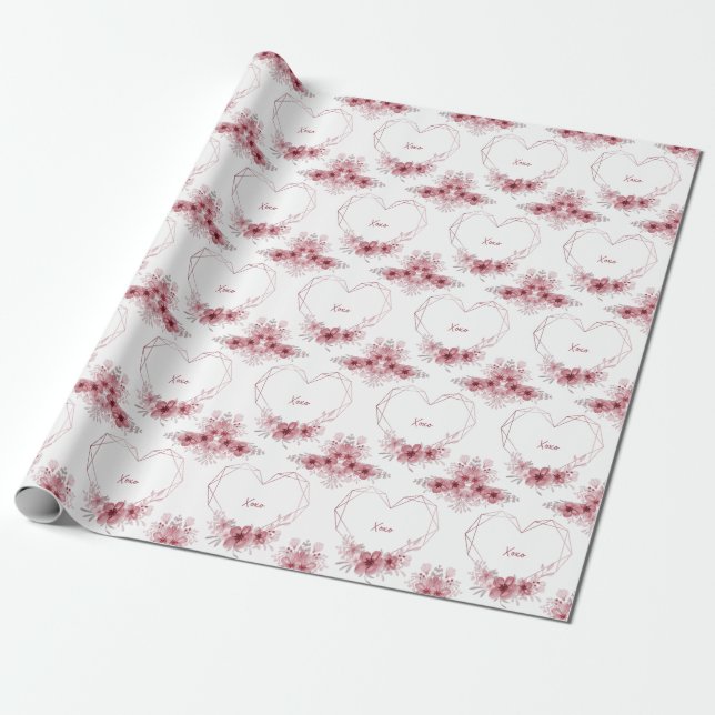 papper omslutning av xoxo-blommigt presentpapper (Utrullad)