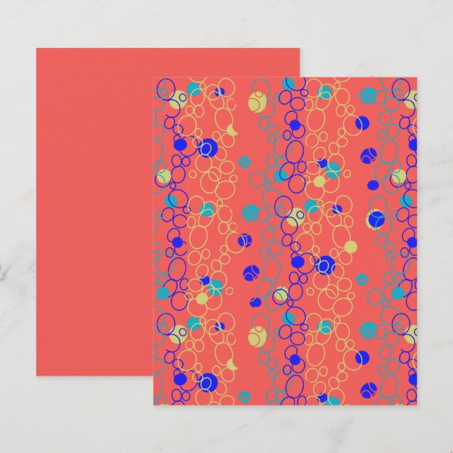 Papper Orange i Blå Aqua Guld Coral Circle (Fram/baksida)