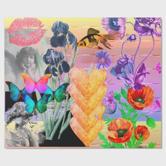 Papper ORIGINALKOLLAGE FÖR Valentindagen Presentpapper (Platt)