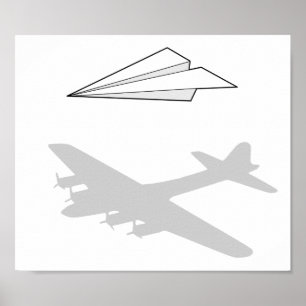 Papper överaktiv bild av flygplanet poster