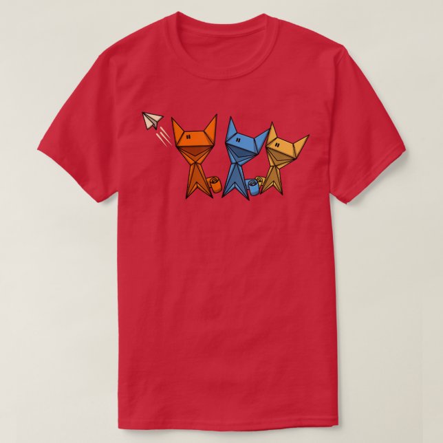 Papper papper FVArt-katt Japan Origami T Shirt (Design framsida)