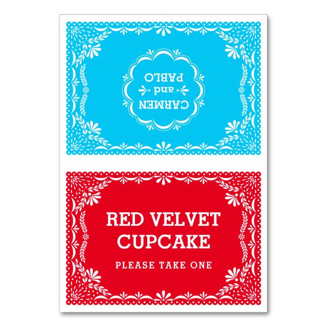 Papper Picado Colorful Mexican Bröllop Buffet Bordsnummer (Framsidan)