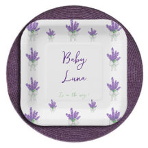 Papper plåt för Lavender Lila Baby Shower