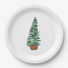 Papper plåt med minimalistisk Julgran-vattenfärg