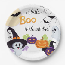 Papper Plate Baby-dusch för Little Boo Halloween.