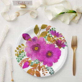 Papper Plate bröllop/dusch-blommigt