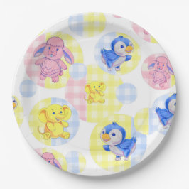 Papper Plate Leksak Animals Gingham