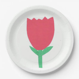 Papper pläterar med en röd tulpandesign