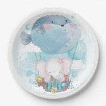 PAPPER PLATS: BABY ELEPHANT & PUFFER FISKBALLOON