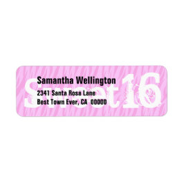 Papper produkt från sweet sixteen Zebra Birthday Returadress Etikett