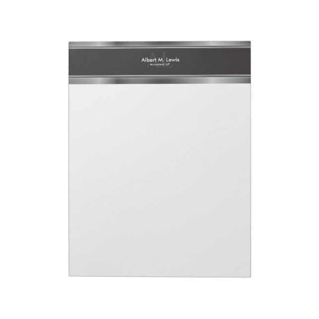 Papper professionell Silver Metallisk monogramante Anteckningsblock (Roterad)