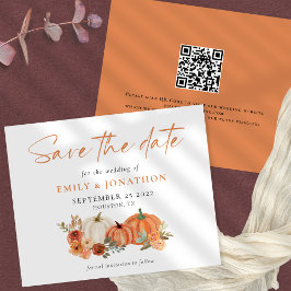 PAPPER Pumpkins-Blommigtar QR Fall Wedding Spara D Flygblad