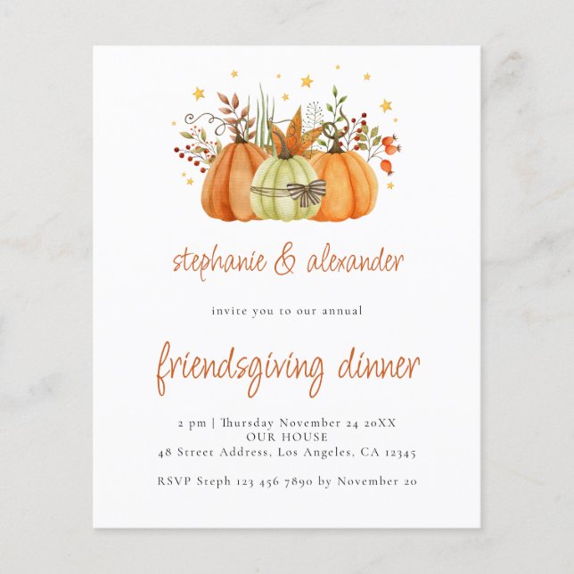 PAPPER Pumpkins Friendsgiving Dinner Thanksgiving Flygblad (Framsidan)