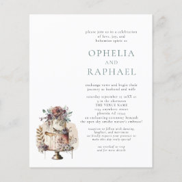 PAPPER QR-kod Bohemian Bröllop Cake Blue Inbjudan Flygblad