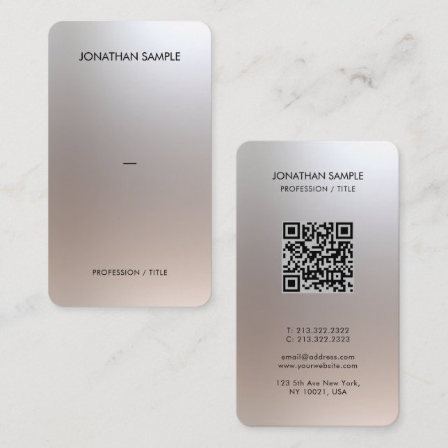 Papper QR-kod för lyxpremium Silke Silver Visitkort (Fram/baksida)
