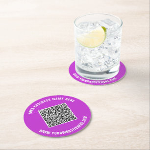 Papper QR-kod och Anpassningsbar Text Underlägg Fä Rund