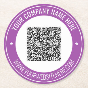 Papper QR-kod och Anpassningsbar Text Underlägg Fä Rund