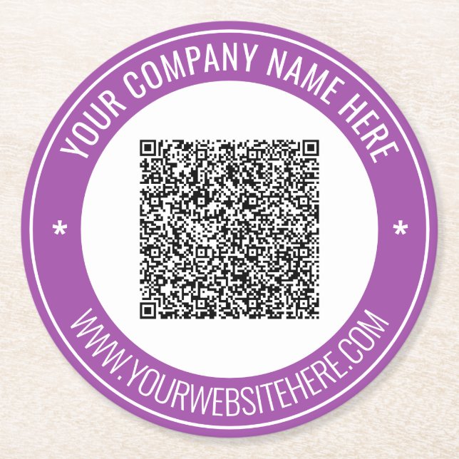 Papper QR-kod och Anpassningsbar Text Underlägg Fä Rund (Framsidan)