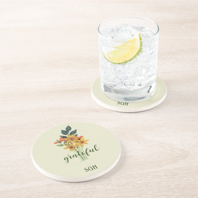 Papper Quilled Flowers Gratnice Round Sandstone Underlägg (Sidan)