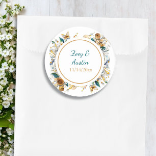 Papper Quilling Blommor Elegant Personlig Runt Klistermärke