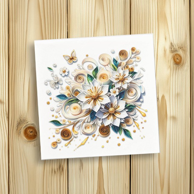 Papper Quilling Blommor och Fjärilar Pappersservett (Skapare uppladdad)
