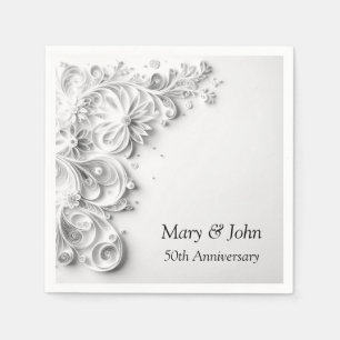 Papper Quilling-design för elegant 50:e Bröllop Pappersservett
