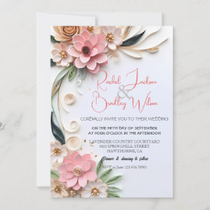 Papper Quilling för Cute Blommigt Bröllop Abstrakt Inbjudningar