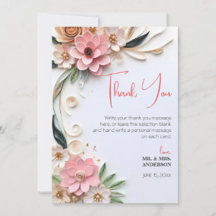 Papper Quilling för Cute Blommigt Bröllop Abstrakt Tack Kort