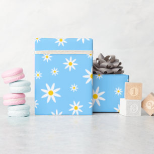 Papper radbrytning av blå Daisy Presentpapper