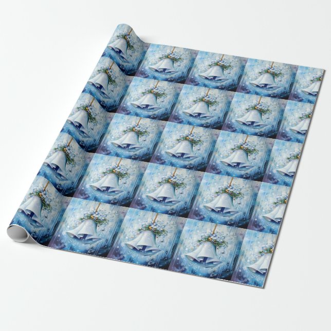 Papper radbrytning av blå vinter presentpapper (Utrullad)