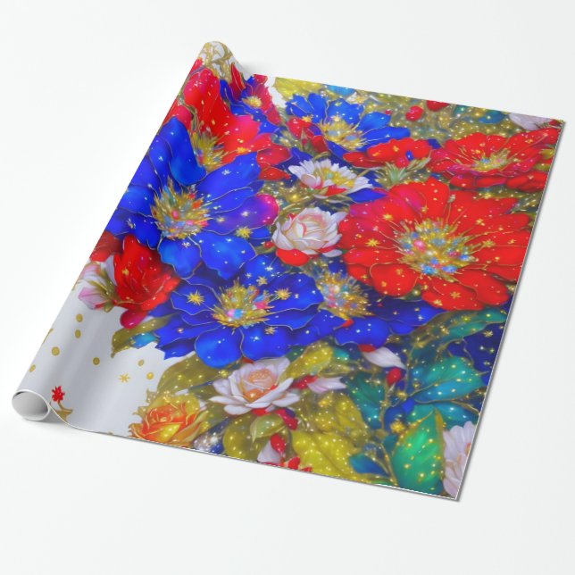 papper radbrytning av blommigt presentpapper (Utrullad)