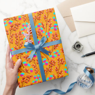 Papper radbrytning av blommigten orange höst presentpapper