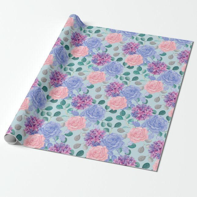 papper radbrytning av blommönster presentpapper (Utrullad)