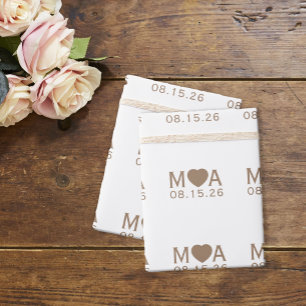Papper radbrytning av bröllop par Monogram Presentpapper