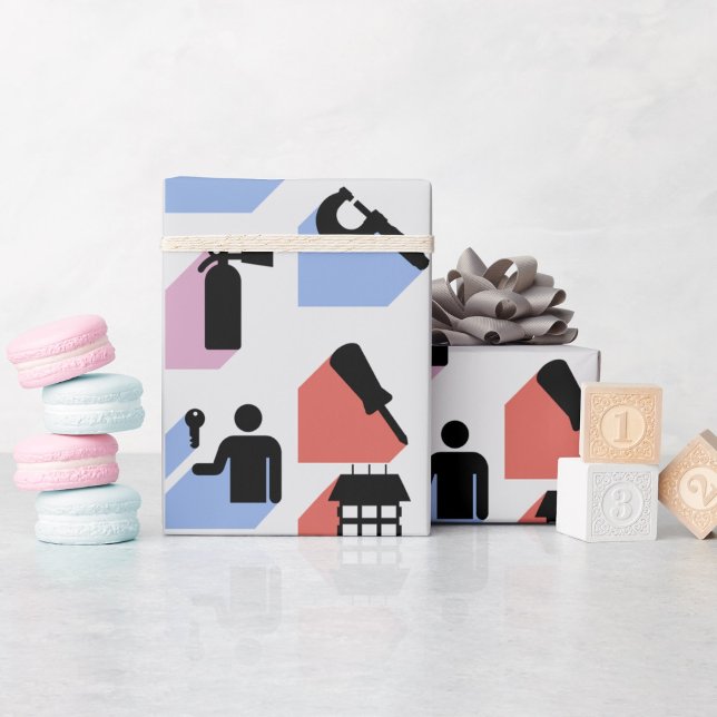 Papper radbrytning av byggsymboler presentpapper (Skapare uppladdad)