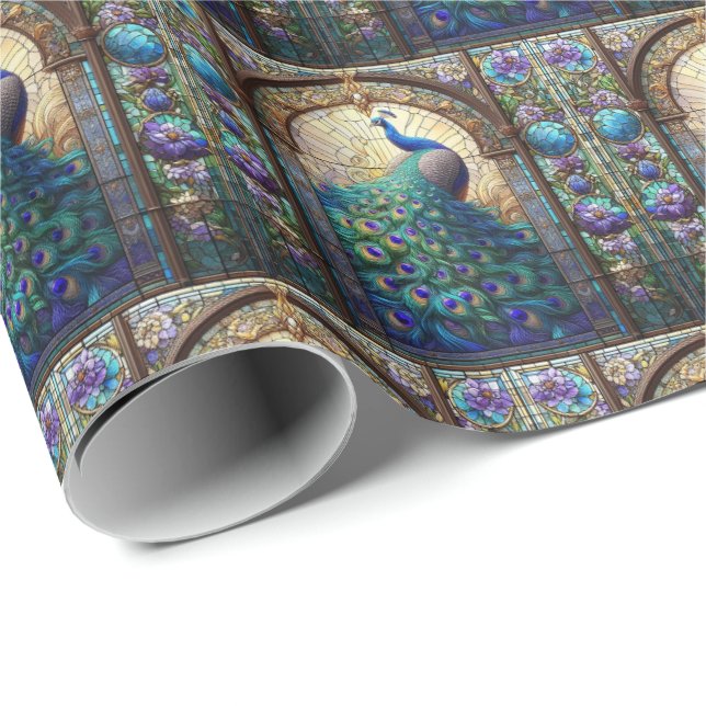 Papper radbrytning av elegant Peacock Gift Presentpapper (Rullad Hörn)