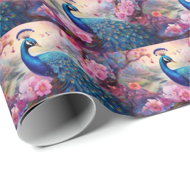 Papper radbrytning av elegant Peacock Gift Presentpapper (Rullad Hörn)