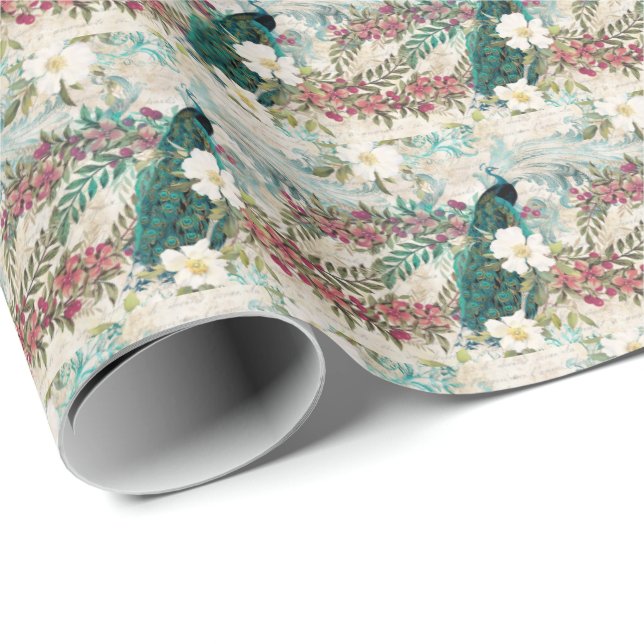 Papper radbrytning av elegant Peacock Gift Presentpapper (Rullad Hörn)