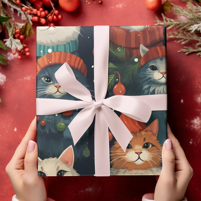 Papper radbrytning av fjällande katter-Helgdag Presentpapper (Skapare uppladdad)