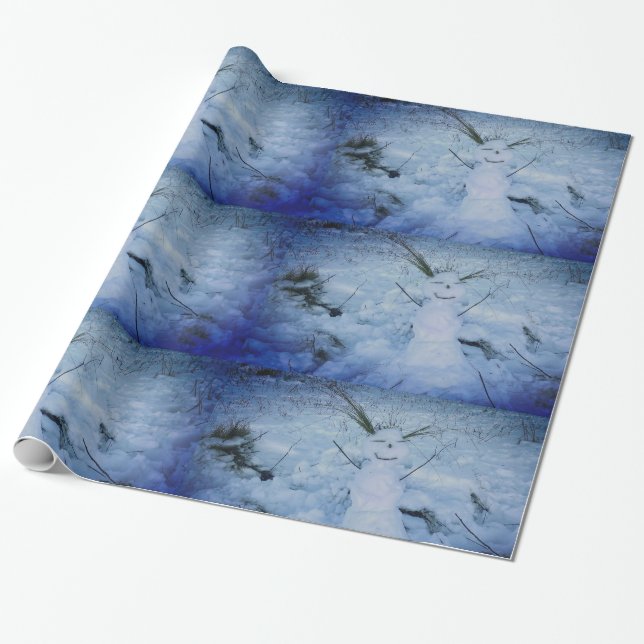 Papper radbrytning av fotoglans i snögubbe presentpapper (Utrullad)