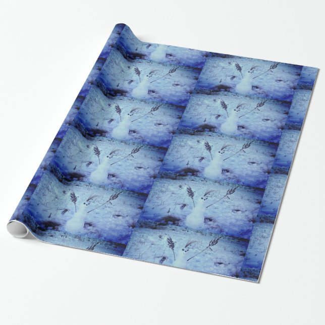 Papper radbrytning av fotoglans i snögubbe presentpapper (Utrullad)