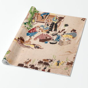 Papper radbrytning av gammala västern Cowboytema Presentpapper
