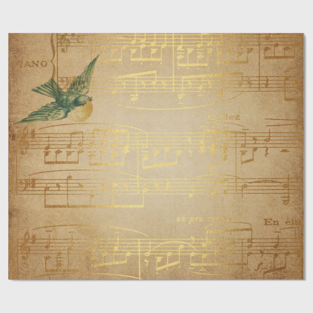Papper radbrytning av Golden Sång Music Matte Presentpapper (Platt)