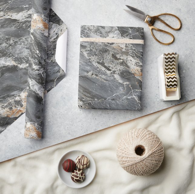 Papper radbrytning av grått Marble Stone Skriv ut Presentpapper (Hantverk)