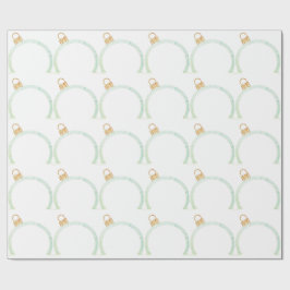 Papper radbrytning av grönt Blue Ornament White Presentpapper