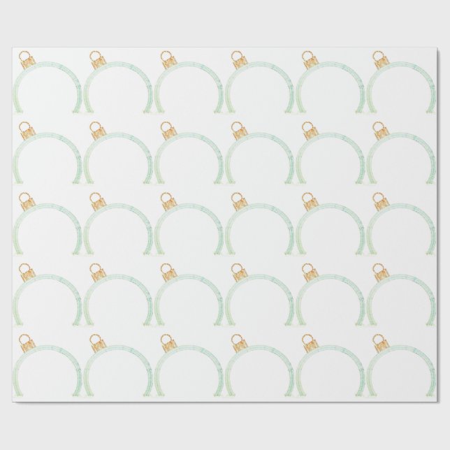 Papper radbrytning av grönt Blue Ornament White Presentpapper (Platt)