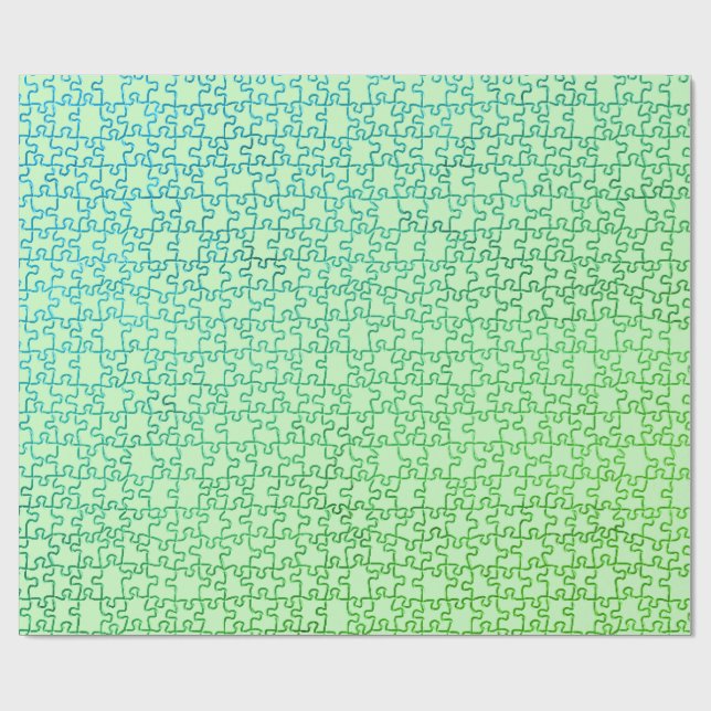 Papper radbrytning av grönt Blue Puzzle Presentpapper (Platt)